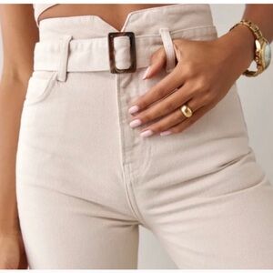 Reformation Cynthia Belted High Waisted Straight Jean